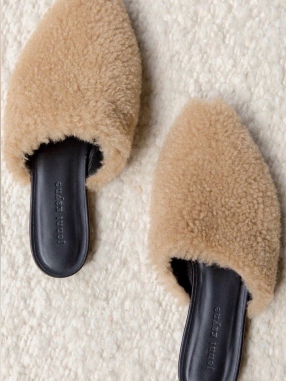 Jenni Kayne Tan Shearling Pointed Mule Slides